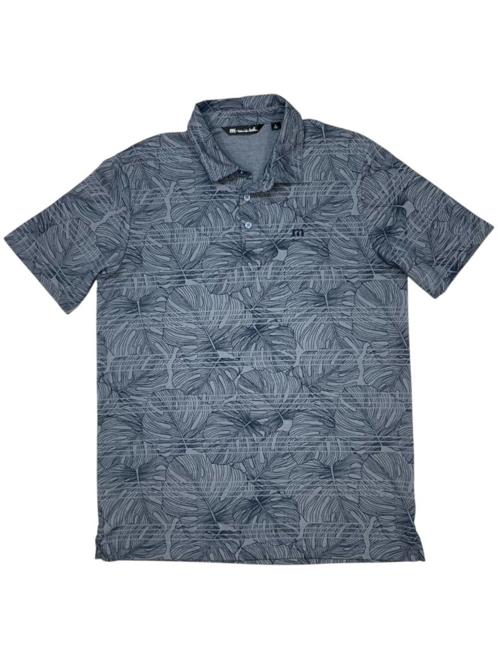 Travis Mathew Dolphin Dive Golf Polo Shirt L Blue